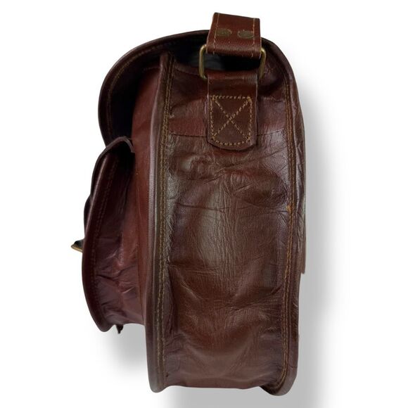 Vintage Distressed Handmade Rugged Rustic Saddle Bag Crossbody Buffalo Leather - Picture 9 of 13